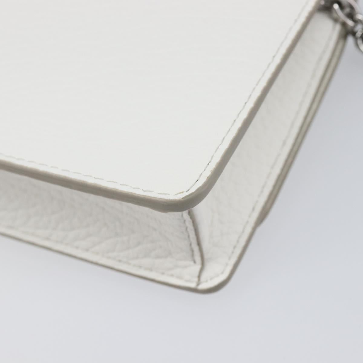 Maison Margiela Chain Shoulder Bag Leather White Silver Auth BA15629M