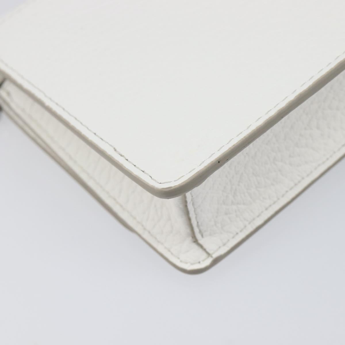 Maison Margiela Chain Shoulder Bag Leather White Silver Auth BA15629M