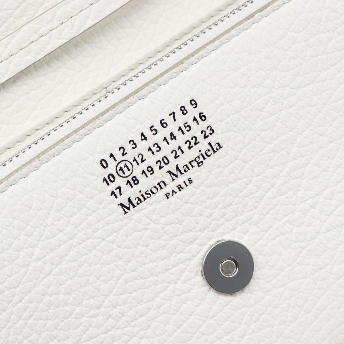 Maison Margiela Chain Shoulder Bag Leather White Silver Auth BA15629M