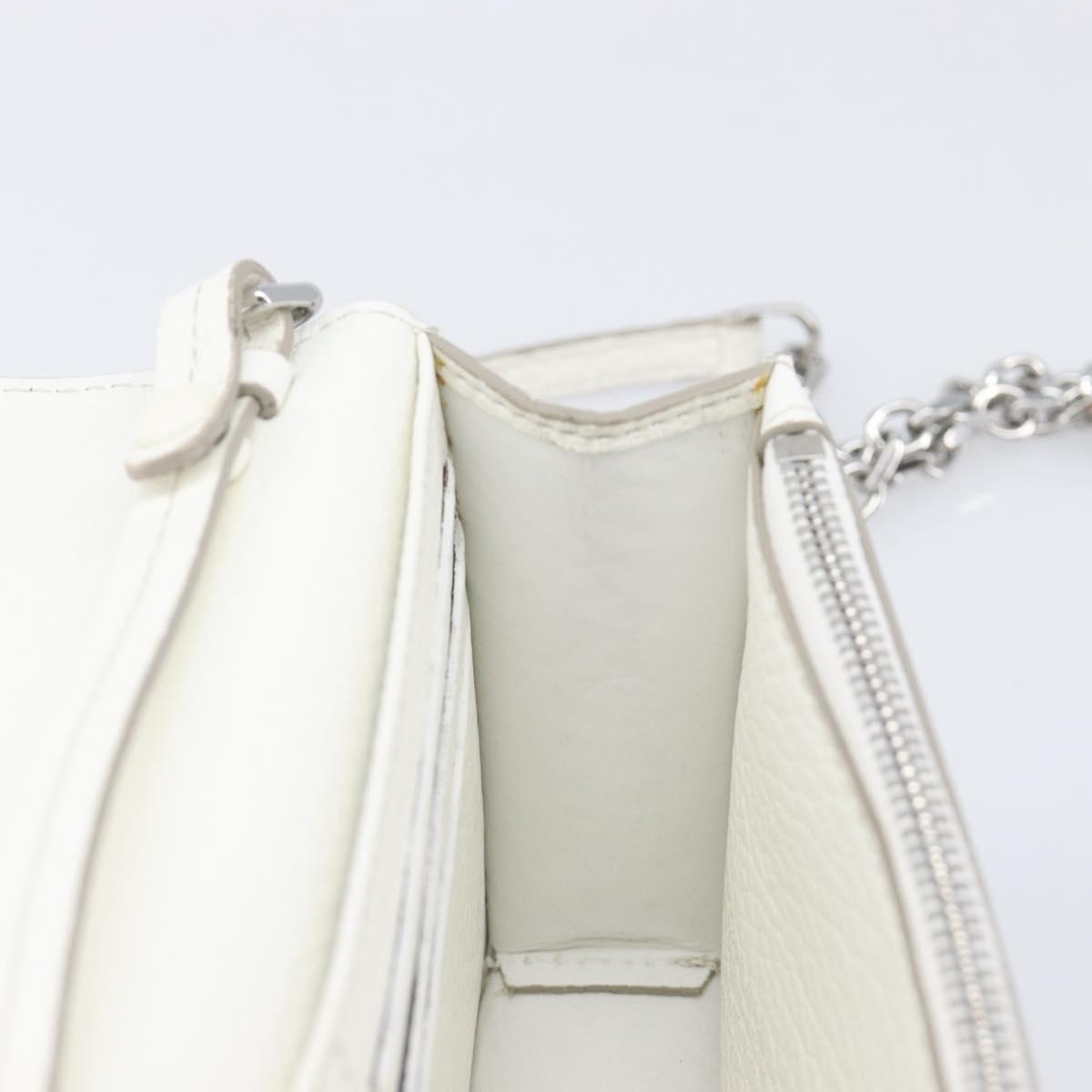 Maison Margiela Chain Shoulder Bag Leather White Silver Auth BA15629M