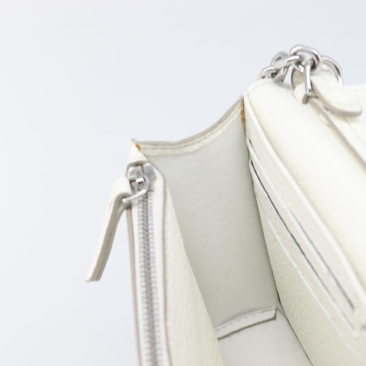 Maison Margiela Chain Shoulder Bag Leather White Silver Auth BA15629M