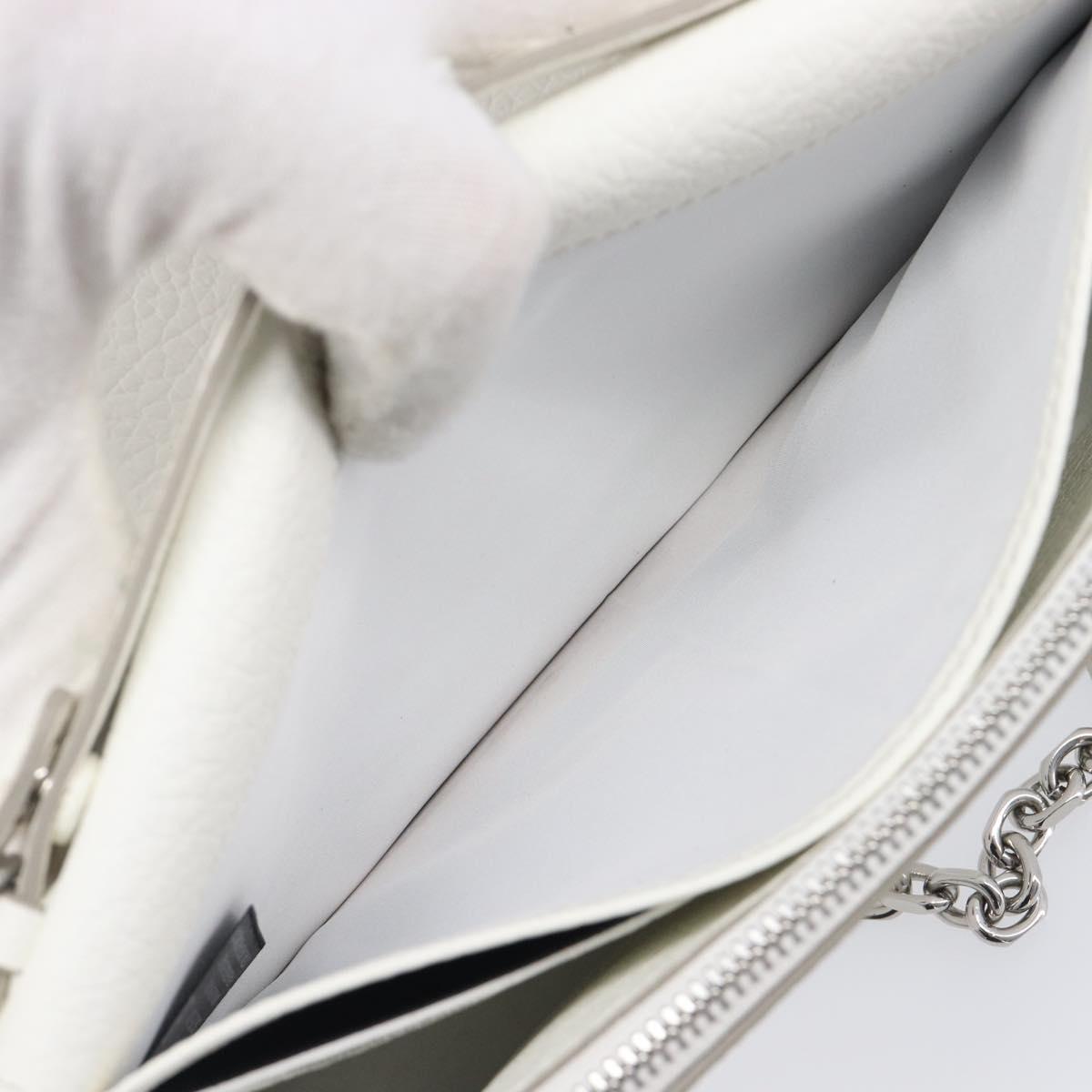 Maison Margiela Chain Shoulder Bag Leather White Silver Auth BA15629M