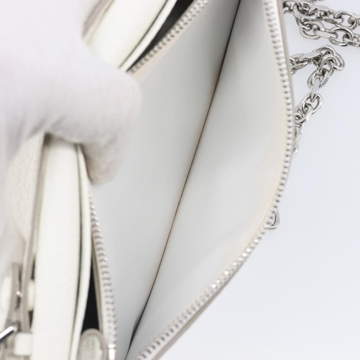 Maison Margiela Chain Shoulder Bag Leather White Silver Auth BA15629M