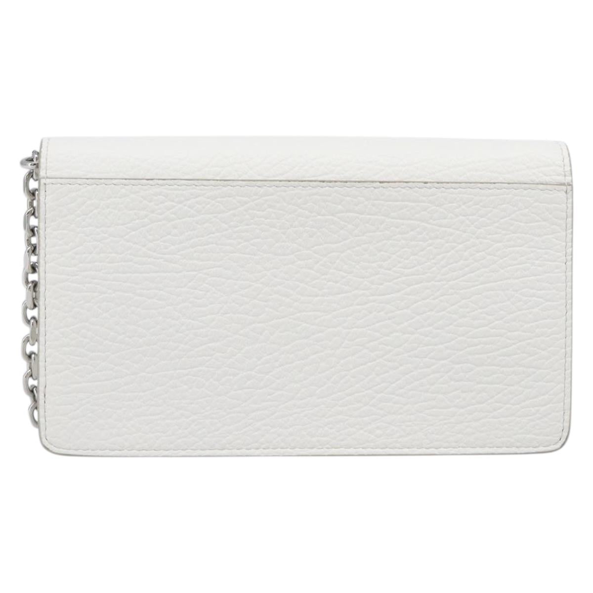 Maison Margiela Chain Shoulder Bag Leather White Silver Auth BA15629M