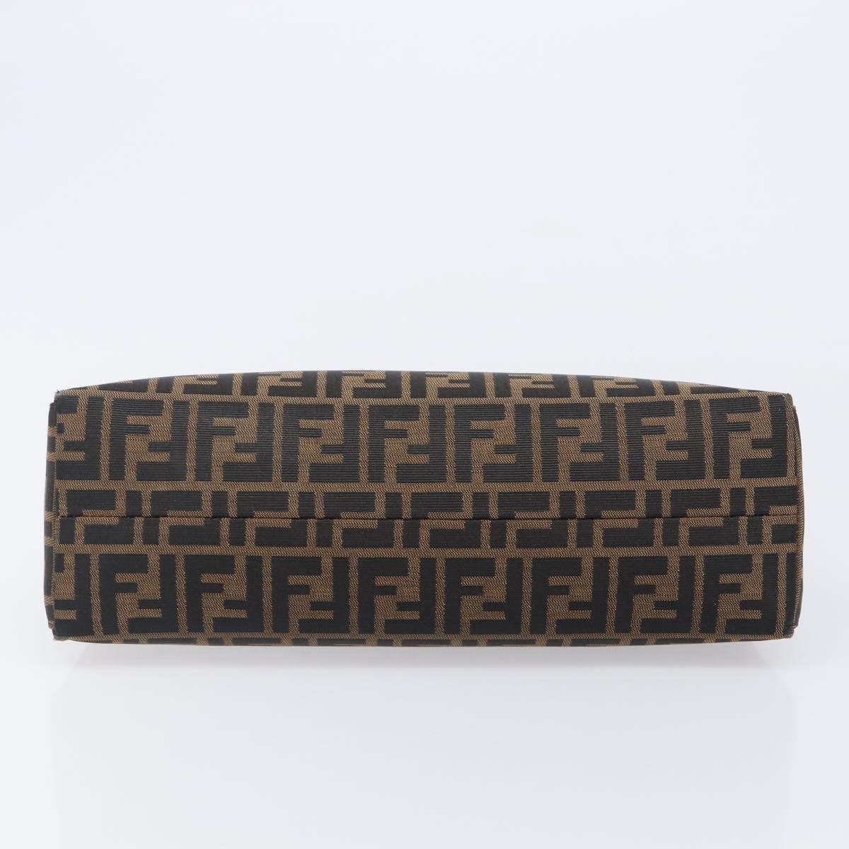 FENDI Zucca Canvas Mamma Baguette Shoulder Bag Brown Black Auth BA15630V
