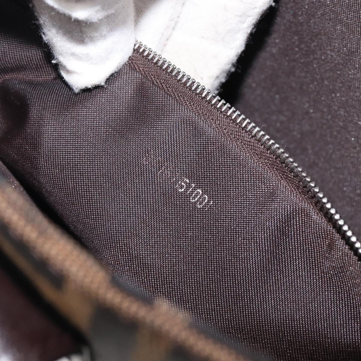 FENDI Zucca Canvas Mamma Baguette Shoulder Bag Brown Black Auth BA15630V