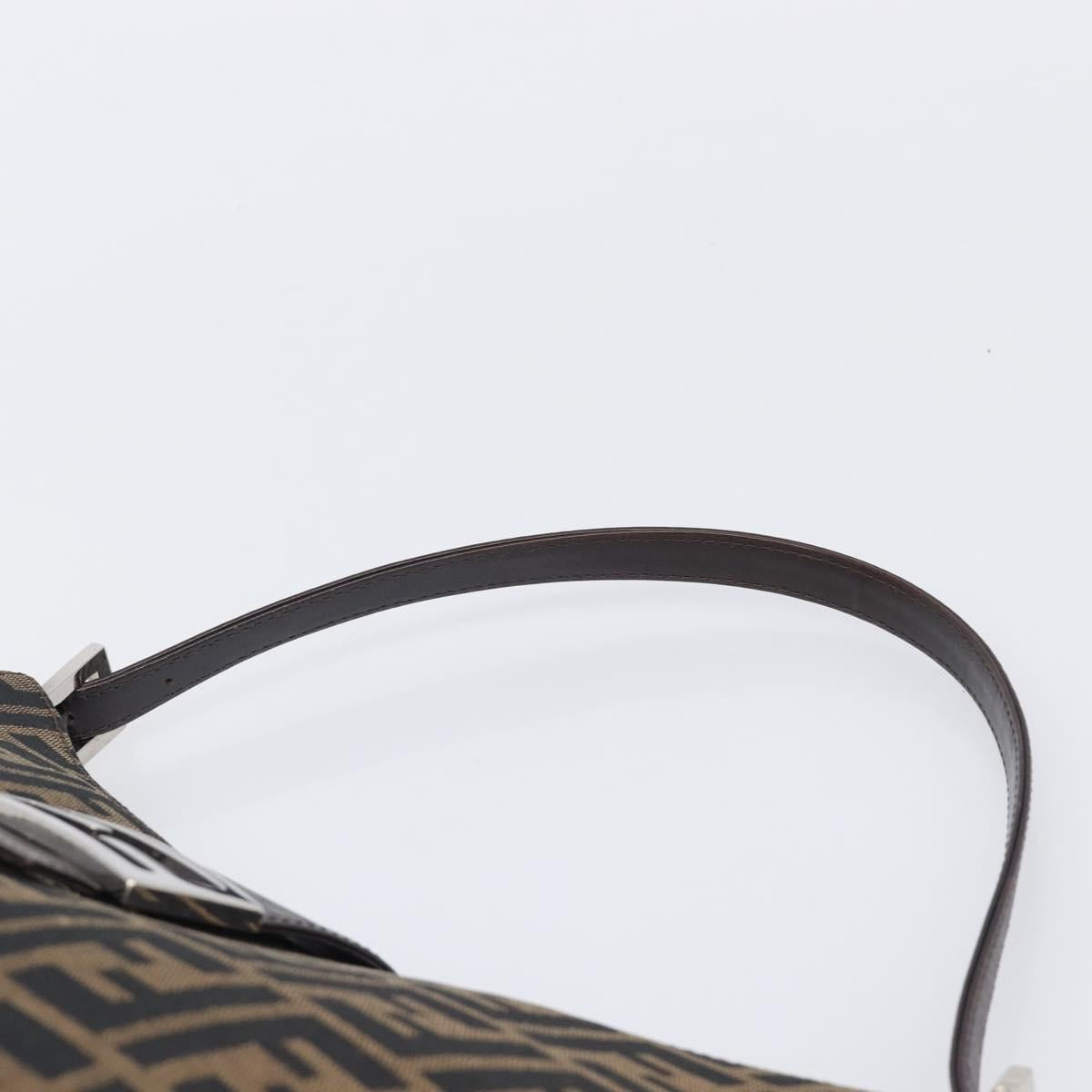 FENDI Zucca Canvas Mamma Baguette Shoulder Bag Brown Black Auth BA15630V