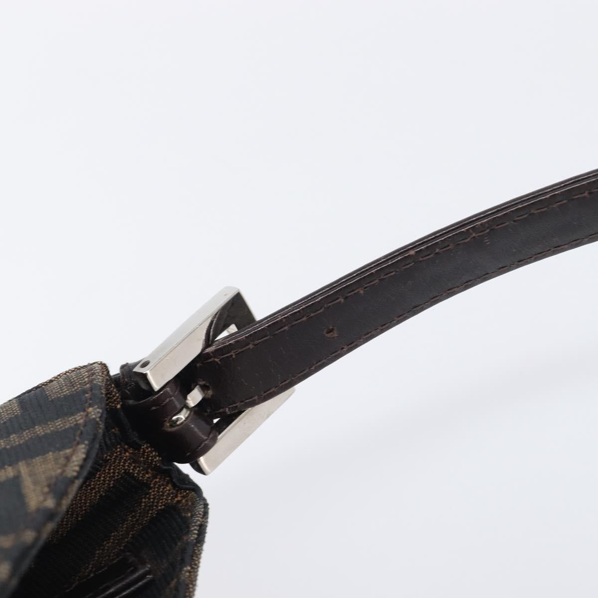 FENDI Zucca Canvas Mamma Baguette Shoulder Bag Brown Black Auth BA15630V