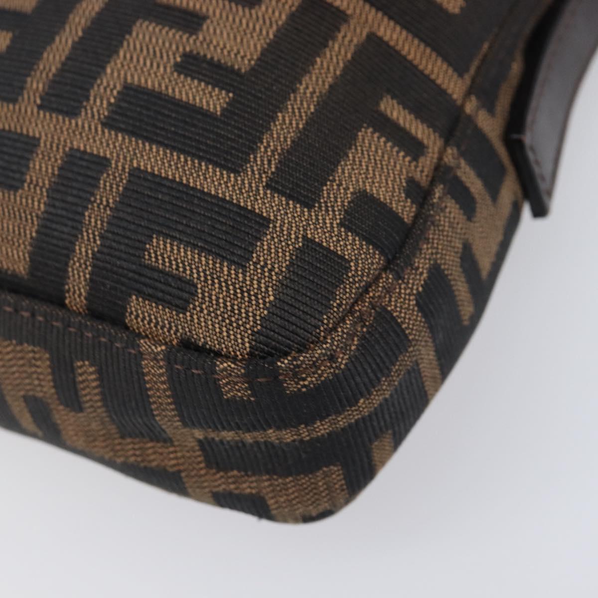 FENDI Zucca Canvas Mamma Baguette Shoulder Bag Brown Black Auth BA15631V