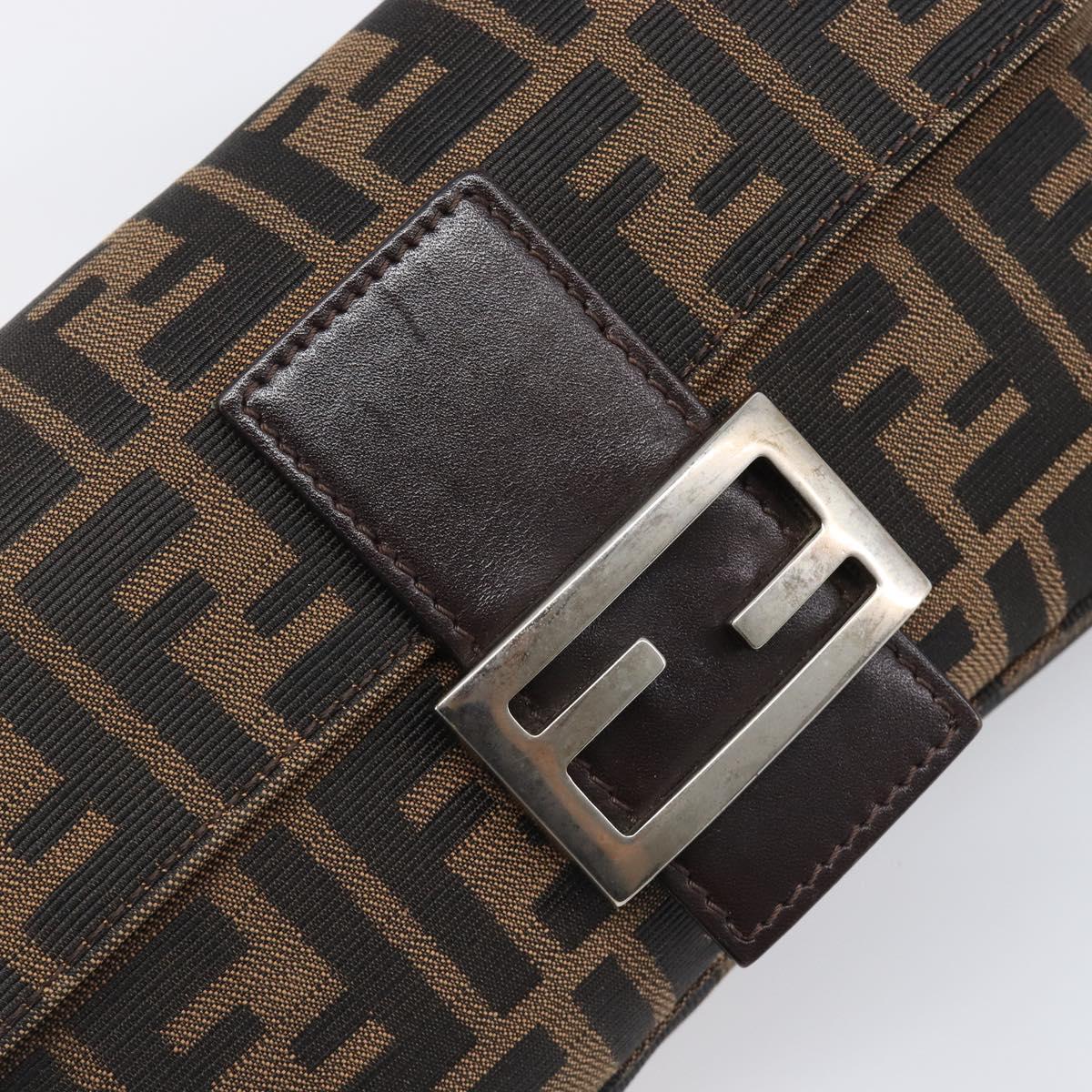 FENDI Zucca Canvas Mamma Baguette Shoulder Bag Brown Black Auth BA15631V