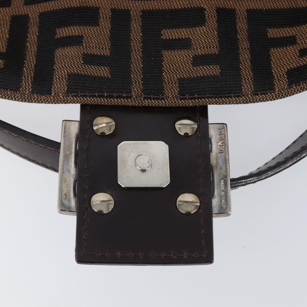 FENDI Zucca Canvas Mamma Baguette Shoulder Bag Brown Black Auth BA15631V