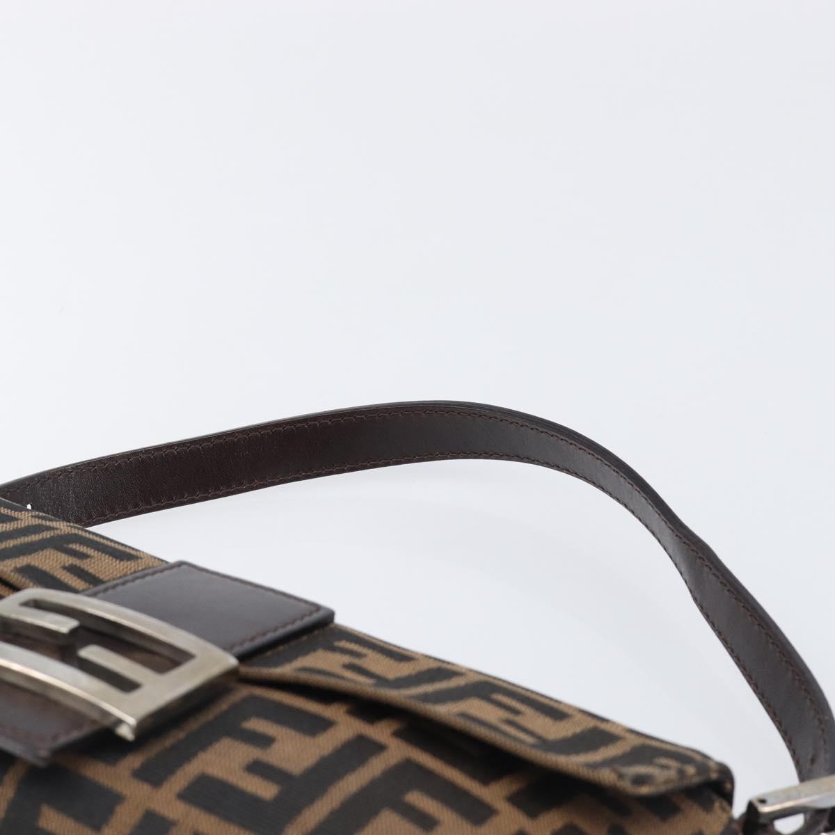 FENDI Zucca Canvas Mamma Baguette Shoulder Bag Brown Black Auth BA15631V