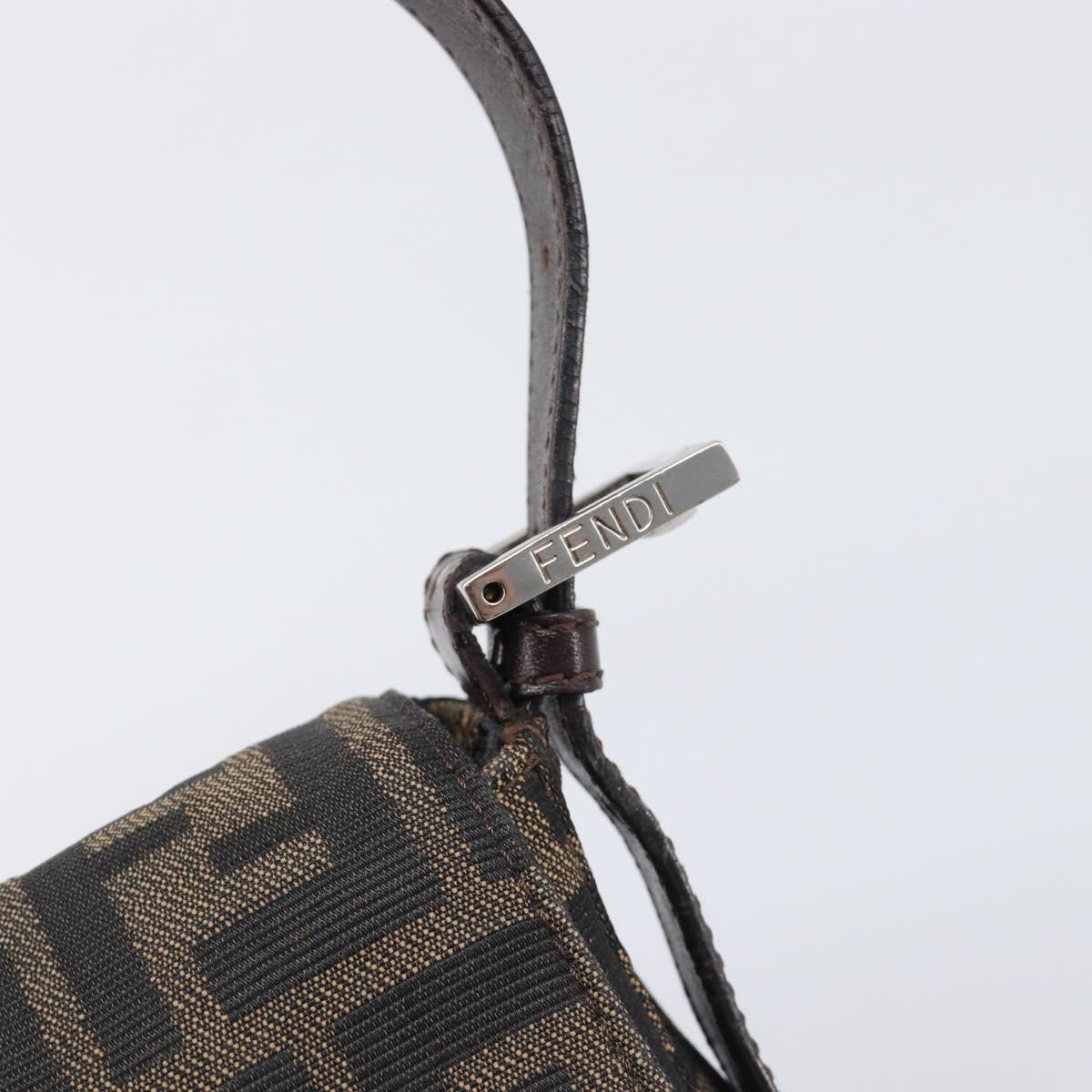 FENDI Zucca Canvas Mamma Baguette Shoulder Bag Brown Black Auth BA15632V