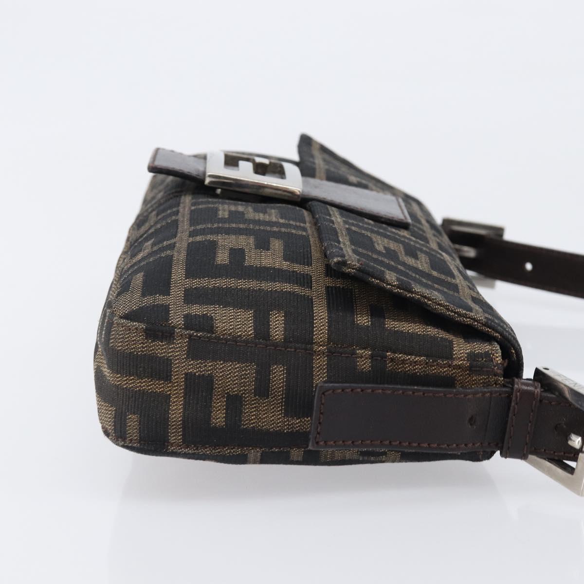 FENDI Zucca Canvas Mamma Baguette Shoulder Bag Brown Black Auth BA15632V
