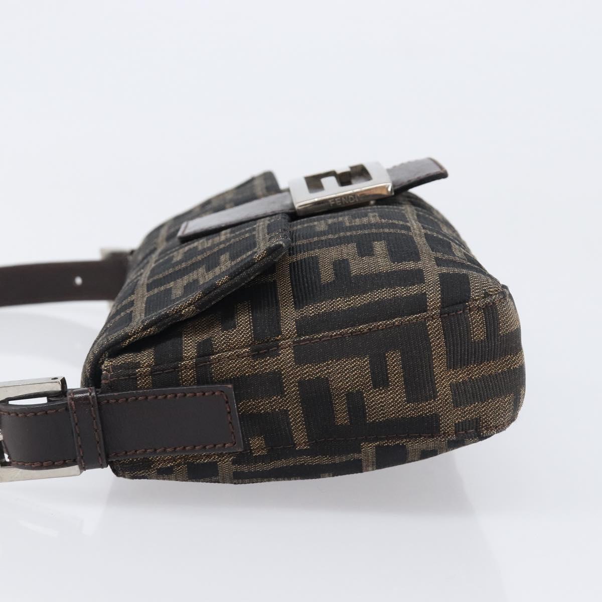 FENDI Zucca Canvas Mamma Baguette Shoulder Bag Brown Black Auth BA15632V