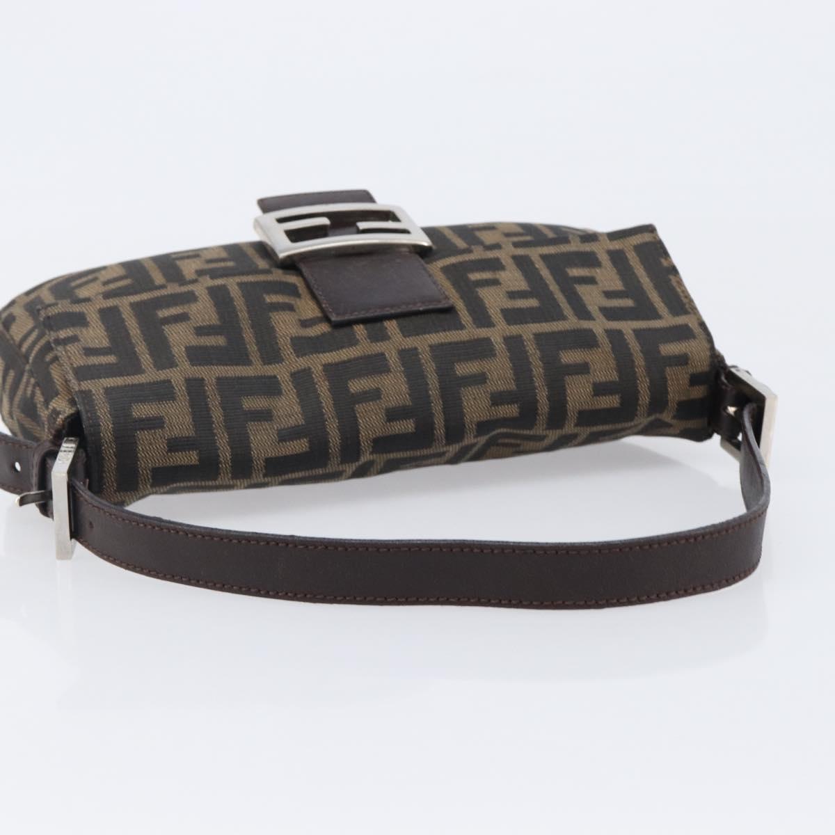 FENDI Zucca Canvas Mamma Baguette Shoulder Bag Brown Black Auth BA15632V