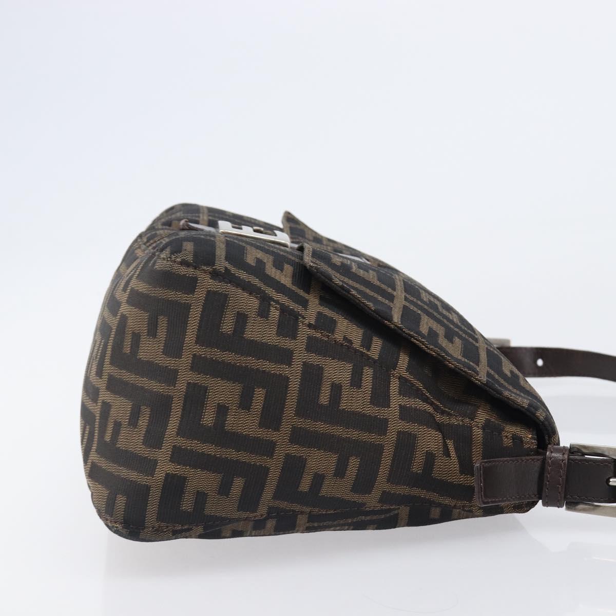FENDI Zucca Canvas Mamma Baguette Shoulder Bag Brown Black Auth BA15633A