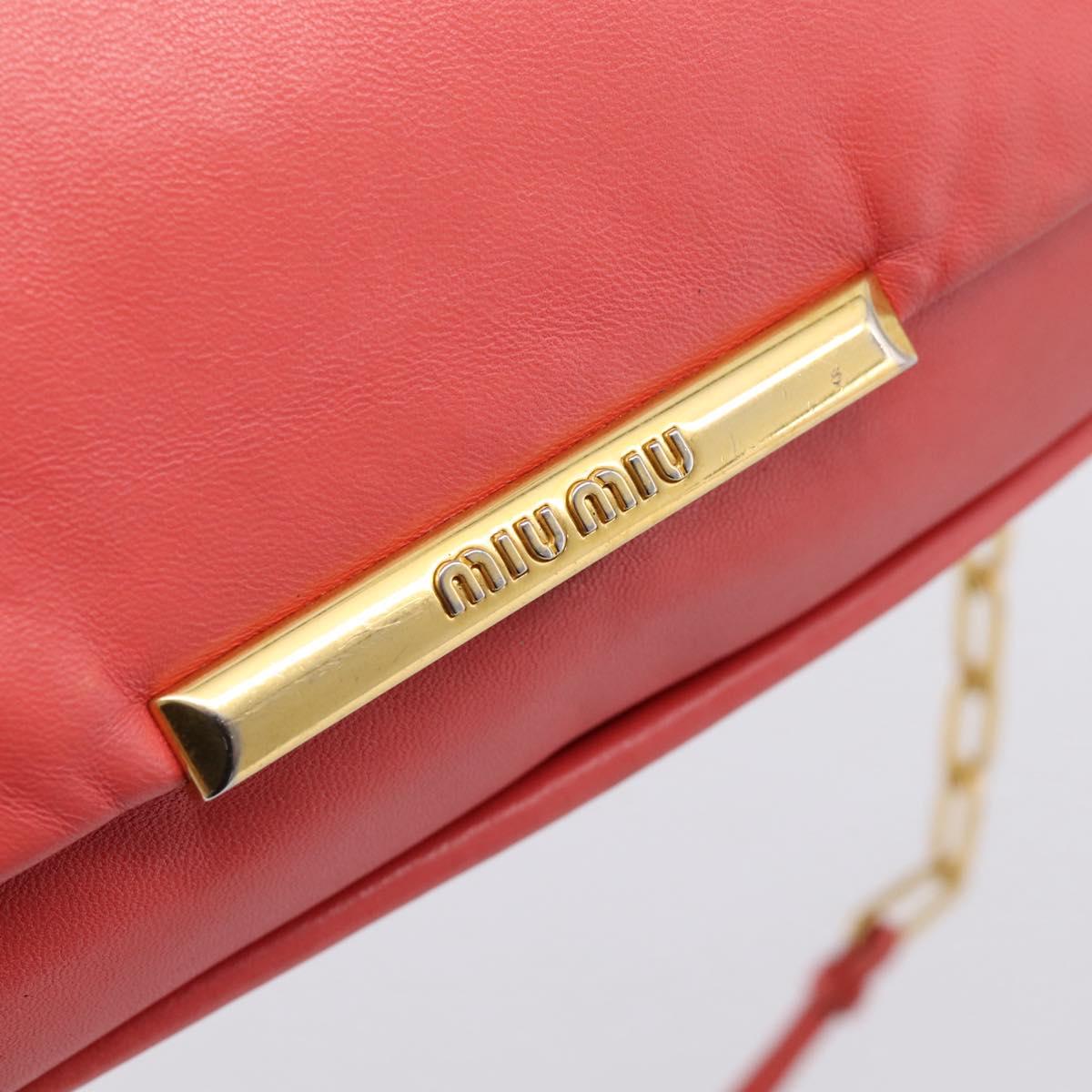 Miu Miu Chain Shoulder Bag Leather Pink Gold Auth BA15636V