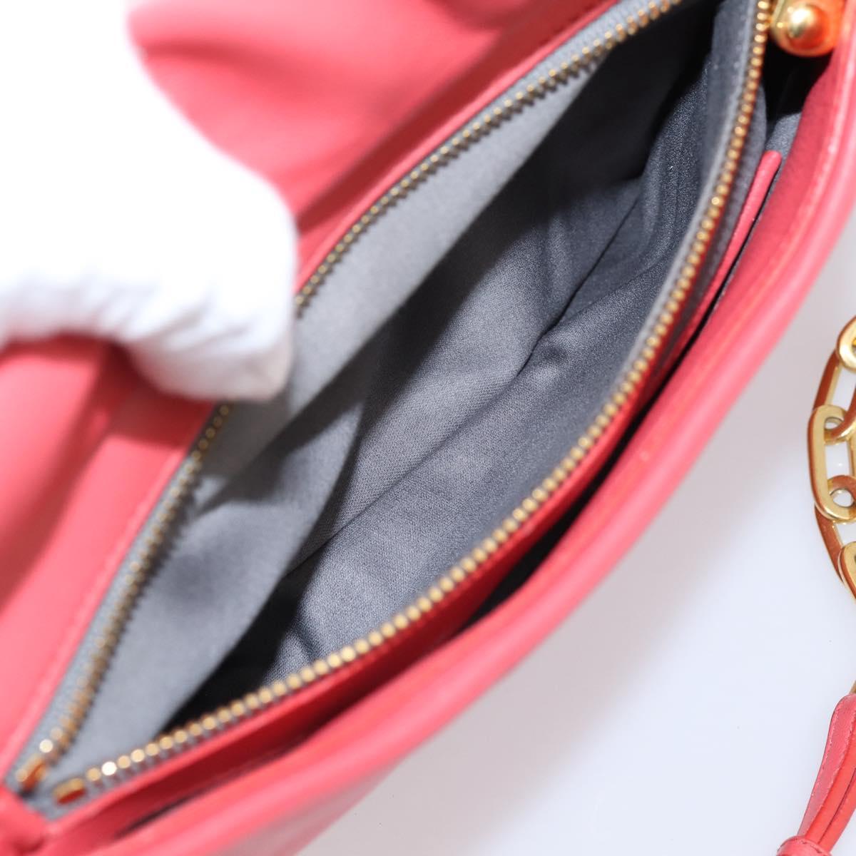 Miu Miu Chain Shoulder Bag Leather Pink Gold Auth BA15636V