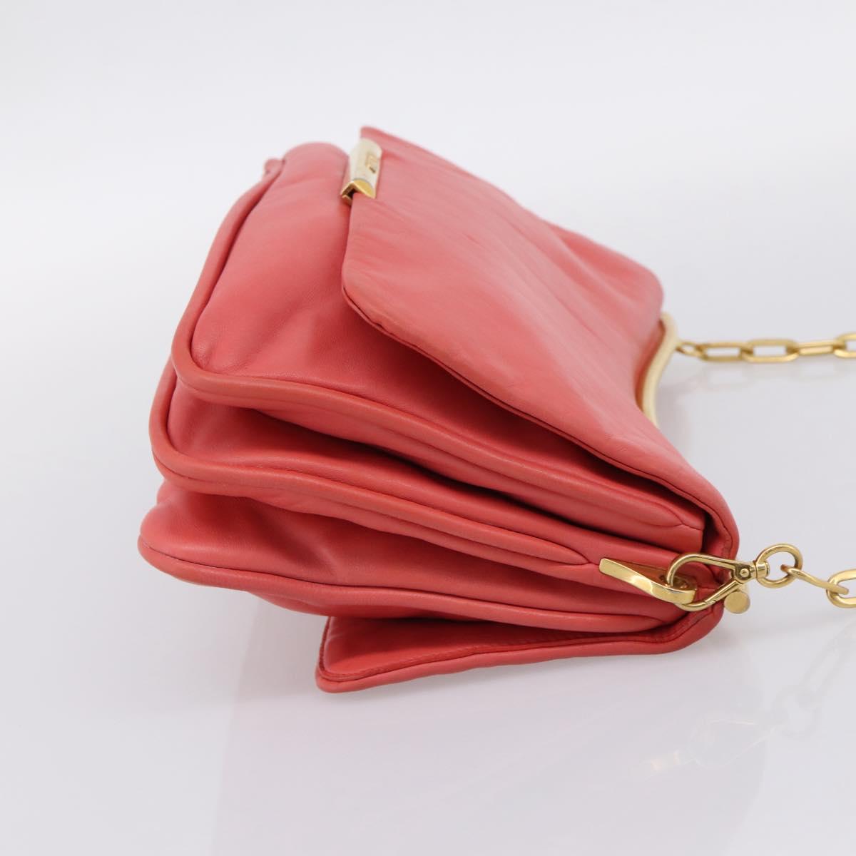 Miu Miu Chain Shoulder Bag Leather Pink Gold Auth BA15636V