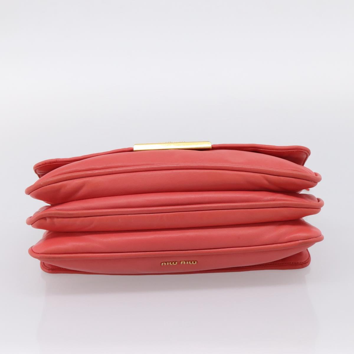 Miu Miu Chain Shoulder Bag Leather Pink Gold Auth BA15636V