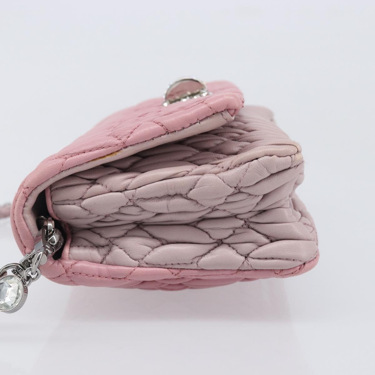 Miu Miu Chain Shoulder Bag Leather 2way Pink Silver Auth BA15638A