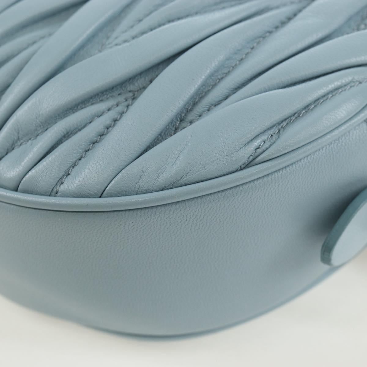 Miu Miu Matelasse Chain Bag Leather 2way Light Blue Silver Auth BA15639V