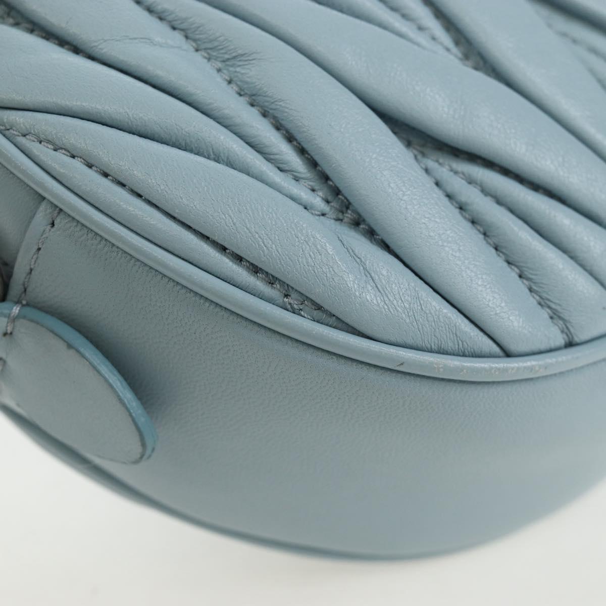 Miu Miu Matelasse Chain Bag Leather 2way Light Blue Silver Auth BA15639V