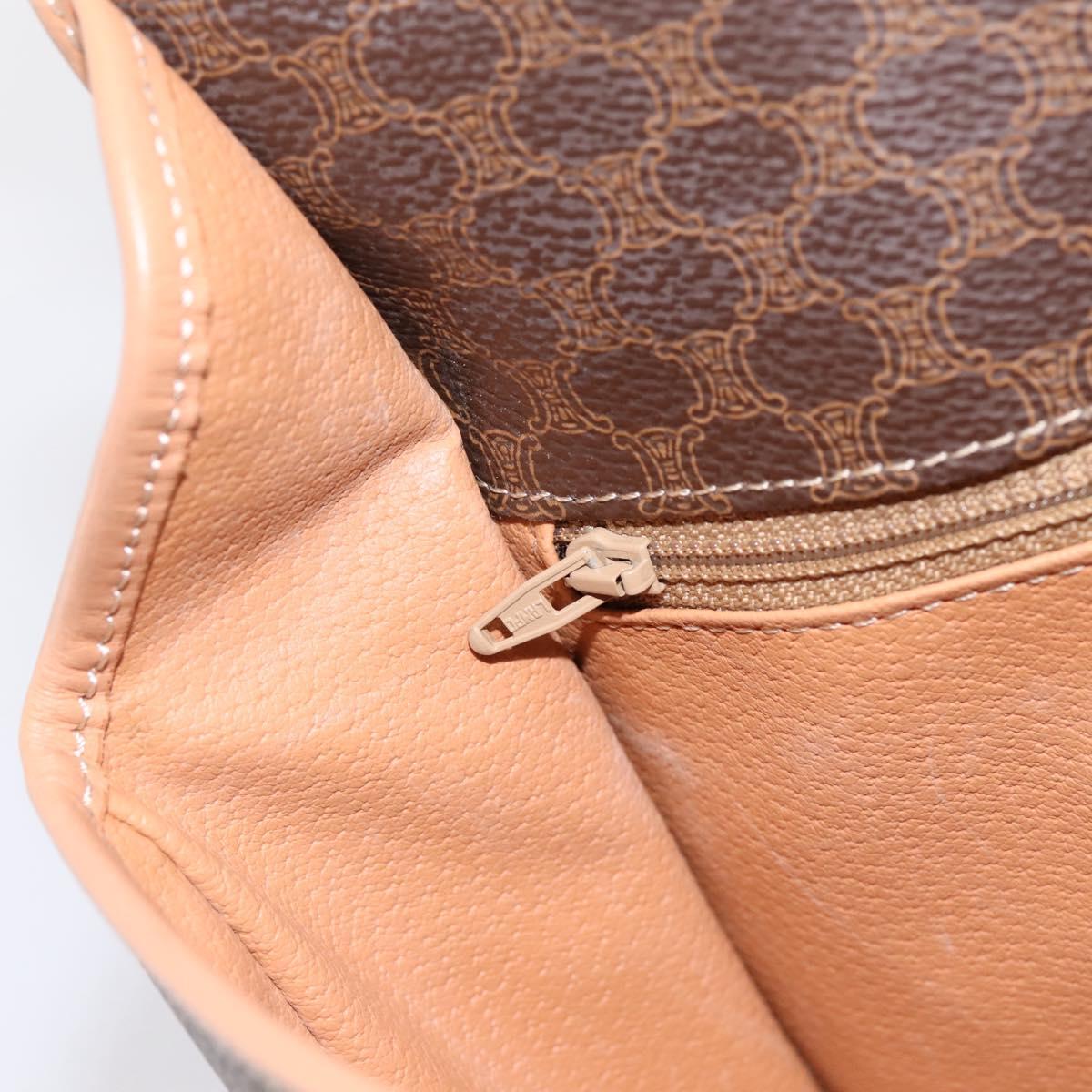 CELINE Macadam Canvas Circle Shoulder Bag PVC Leather Brown Gold Auth BA15640A