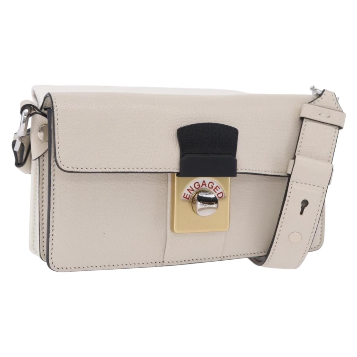 Maison Margiela New Rock Horizontal Bag Leather White Silver Auth BA15641V