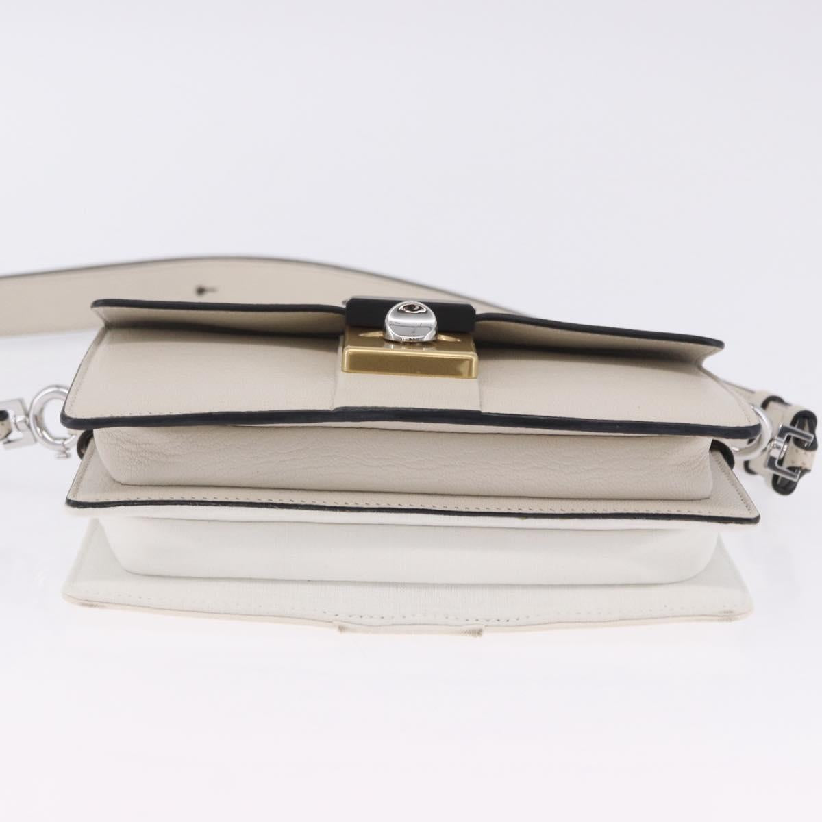 Maison Margiela New Rock Horizontal Bag Leather White Silver Auth BA15641V