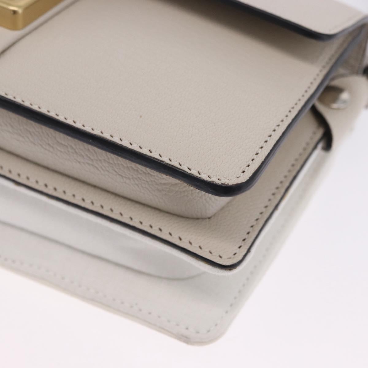 Maison Margiela New Rock Horizontal Bag Leather White Silver Auth BA15641V