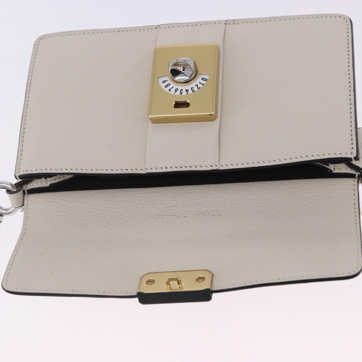 Maison Margiela New Rock Horizontal Bag Leather White Silver Auth BA15641V