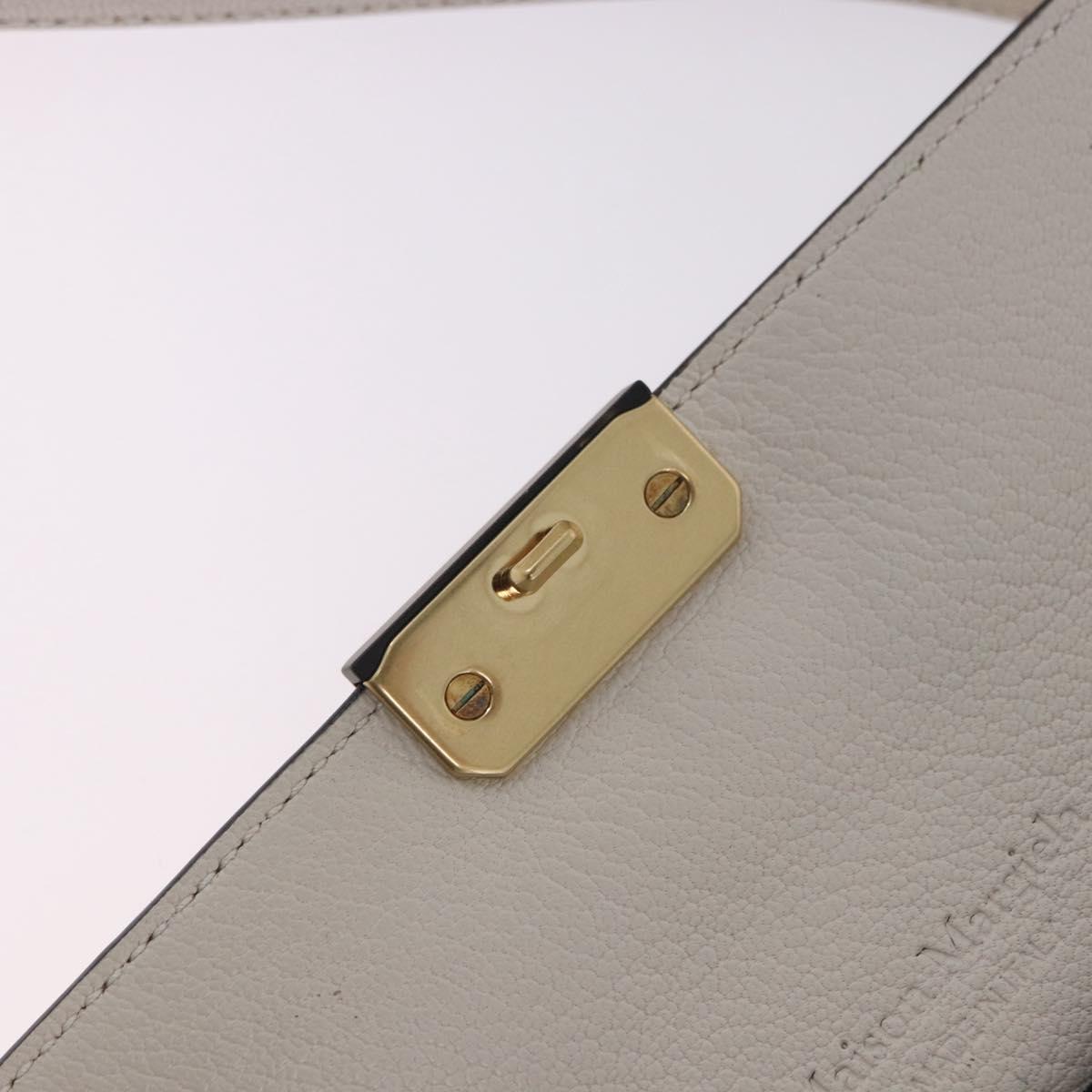 Maison Margiela New Rock Horizontal Bag Leather White Silver Auth BA15641V