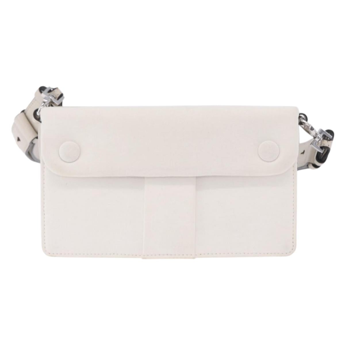 Maison Margiela New Rock Horizontal Bag Leather White Silver Auth BA15641V