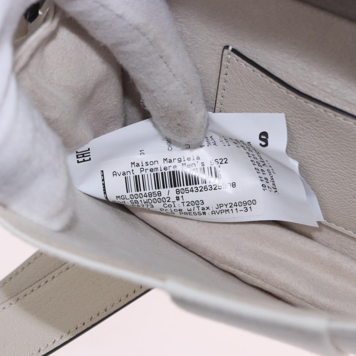 Maison Margiela New Rock Horizontal Bag Leather White Silver Auth BA15641V