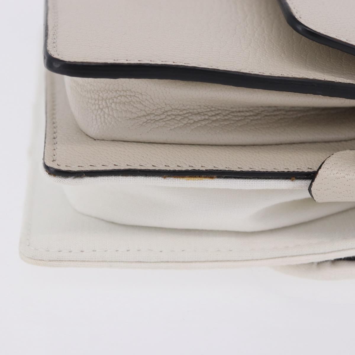 Maison Margiela New Rock Horizontal Bag Leather White Silver Auth BA15641V