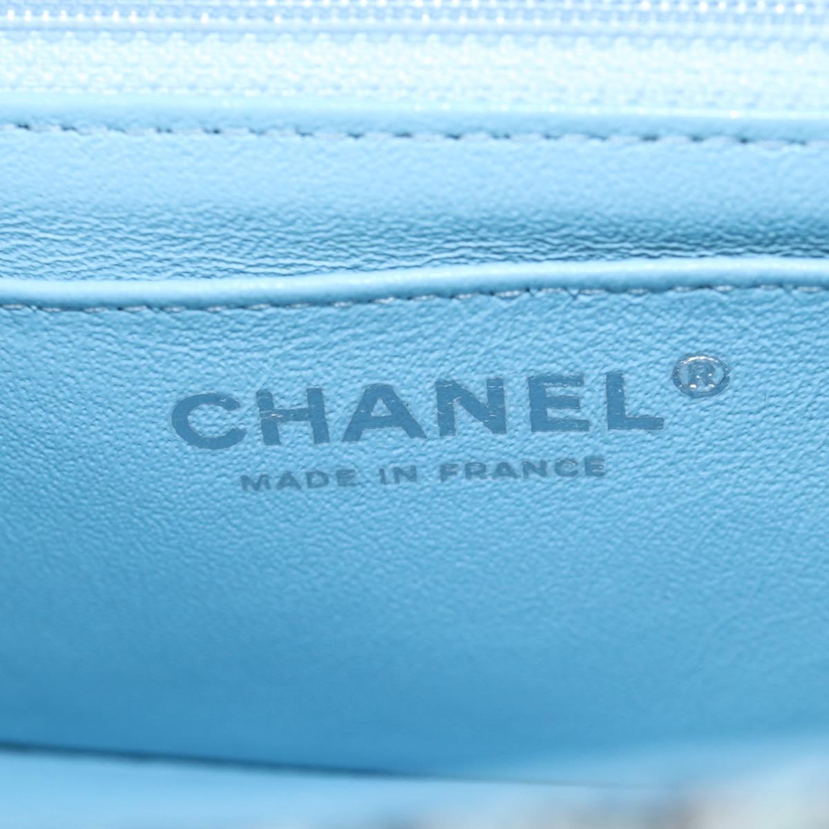 CHANEL Chain Matelasse 20 Shoulder Bag tweed Blue Silver CC Auth BA15642SM