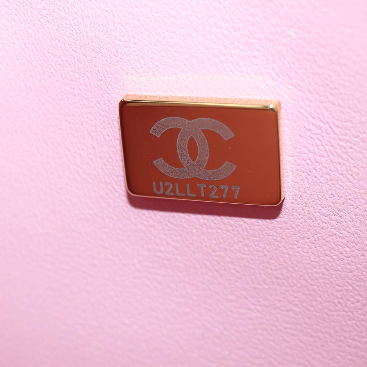 CHANEL Double Flap Chain Matelasse 25 Bag Tweed Pink Gold CC Auth BA15645SM
