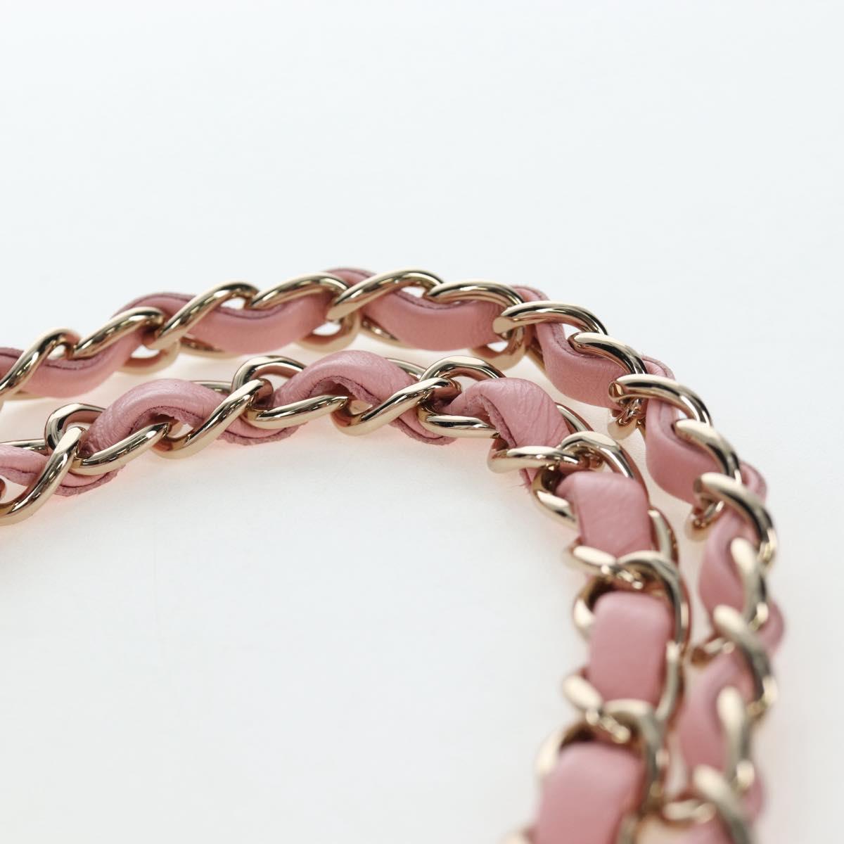 CHANEL Double Flap Chain Matelasse 25 Bag Tweed Pink Gold CC Auth BA15645SM