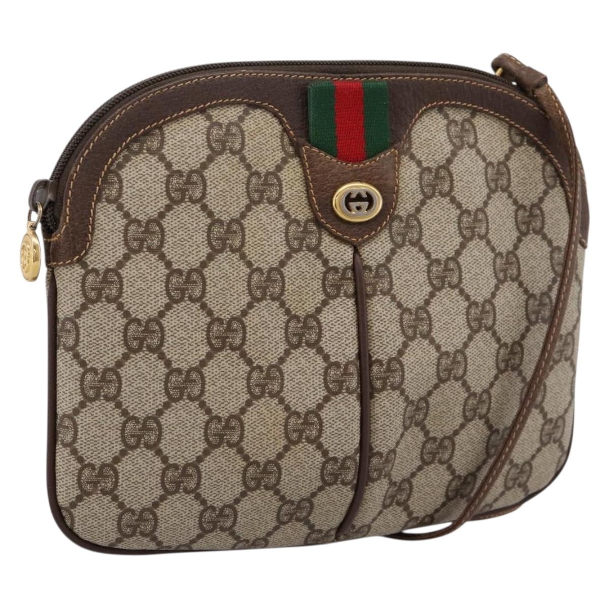 GUCCI GG Supreme Web Sherry Line Bag PVC Beige Gold 904 02 047 Auth BA15648
