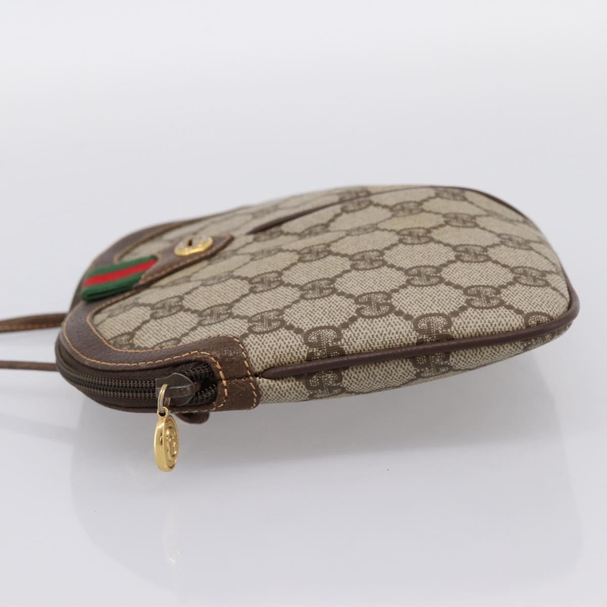 GUCCI GG Supreme Web Sherry Line Bag PVC Beige Gold 904 02 047 Auth BA15648