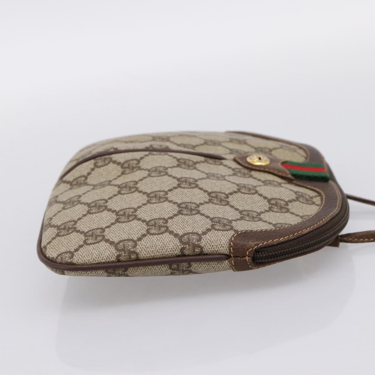 GUCCI GG Supreme Web Sherry Line Bag PVC Beige Gold 904 02 047 Auth BA15648