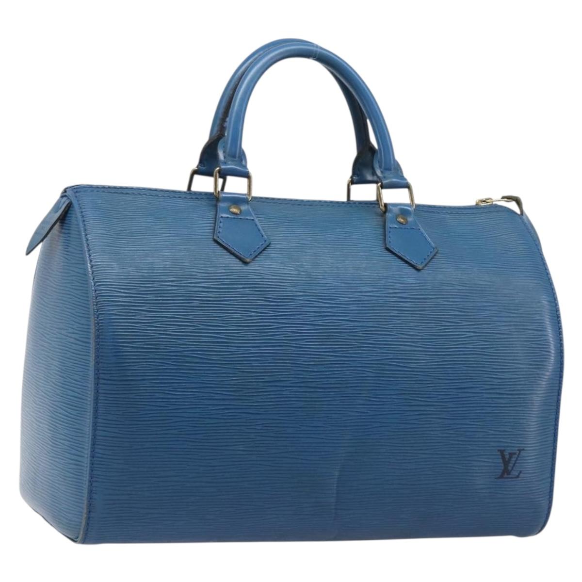 LOUIS VUITTON Epi Speedy 35 Hand Bag Toledo Blue M42995 LV Auth BA15651