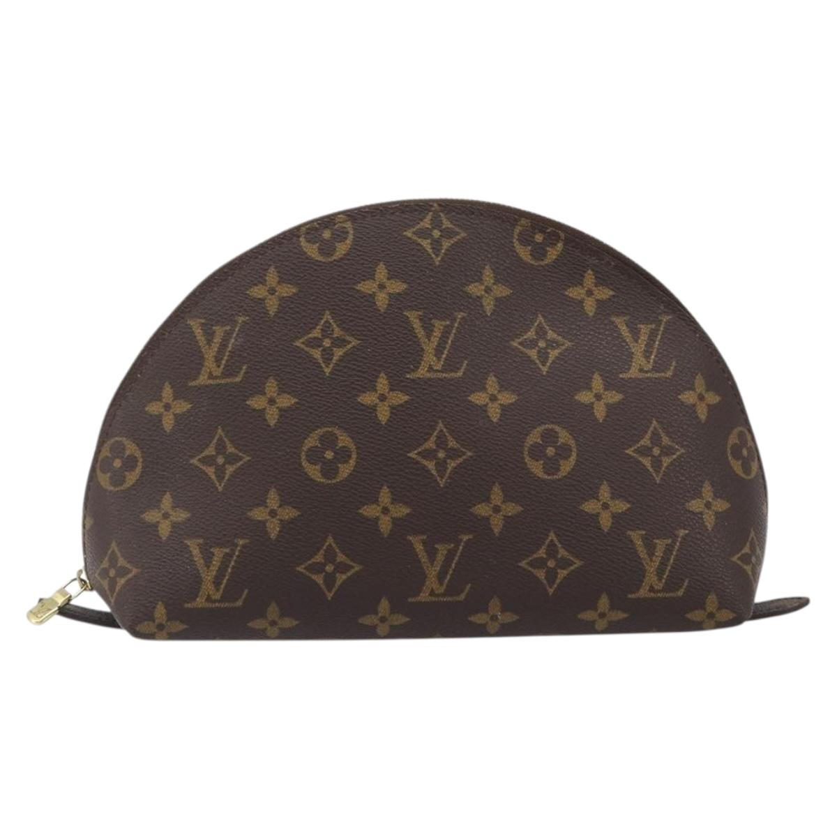 LOUIS VUITTON Monogram Trousse Demi Ronde Cosmetic Pouch M47520 LV Auth BA15653