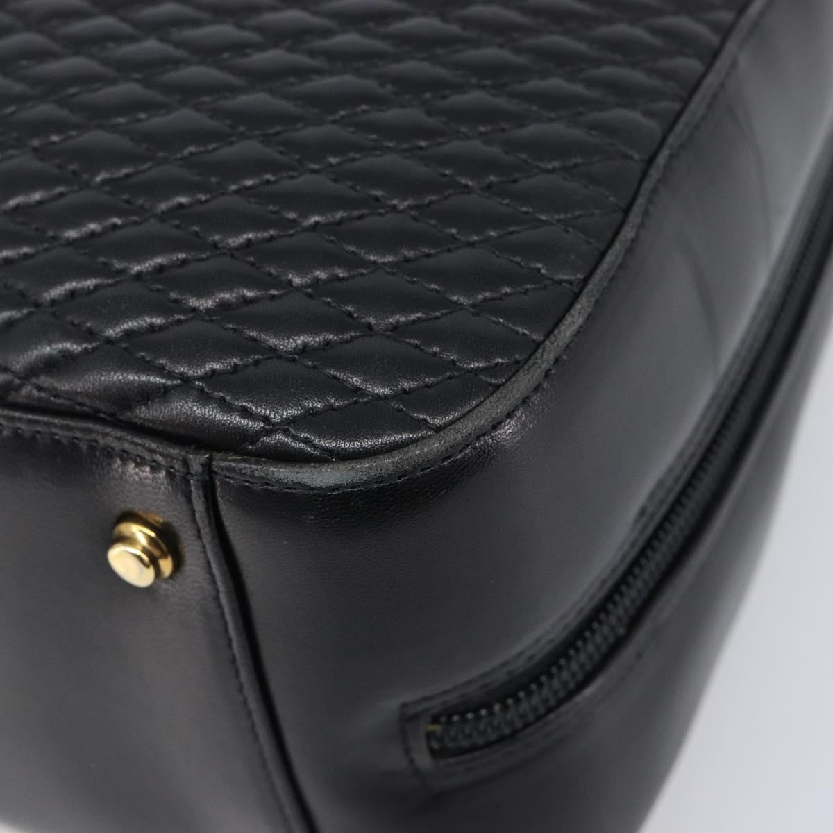 BALLY Hand Bag Leather Black Gold Auth BA15655A