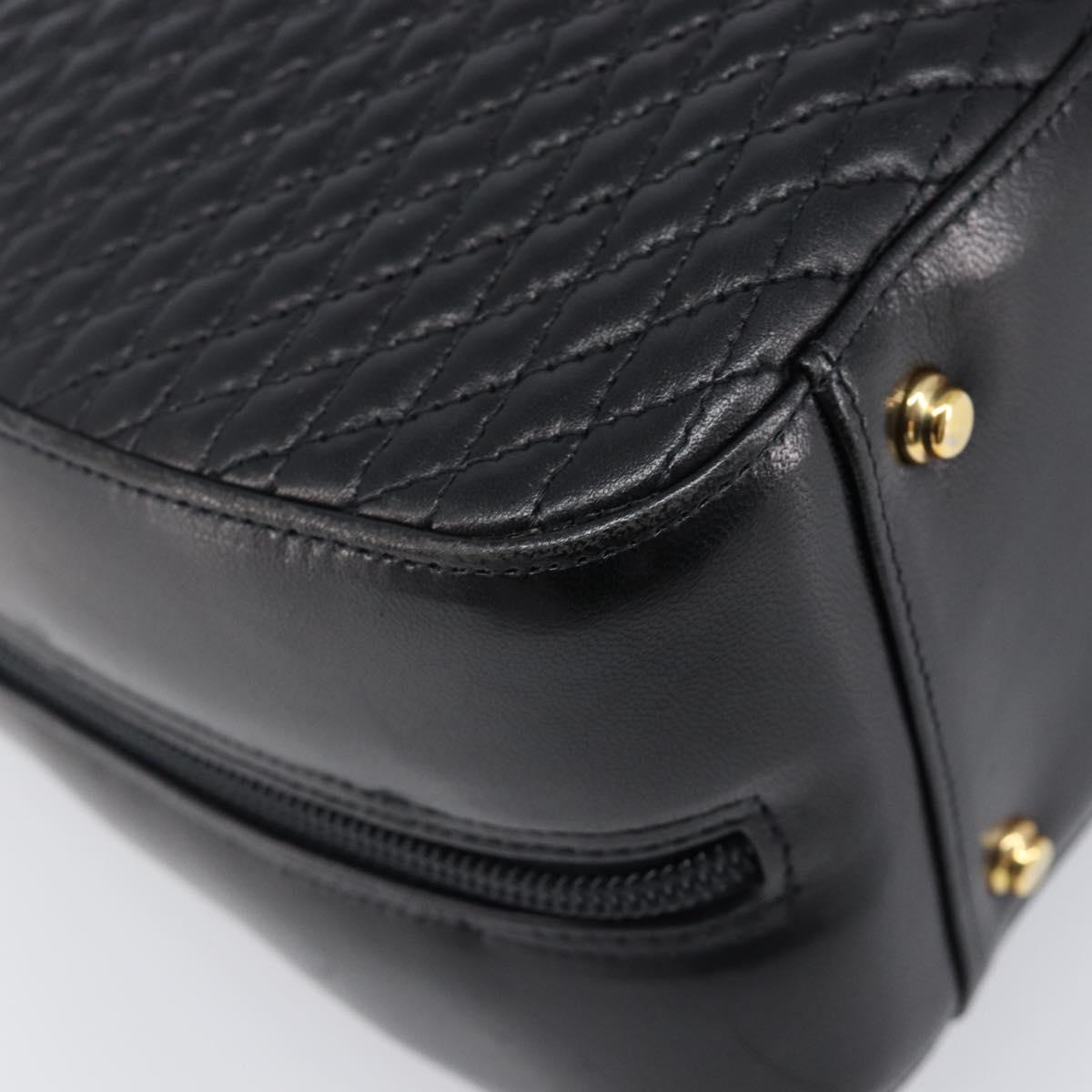 BALLY Hand Bag Leather Black Gold Auth BA15655A