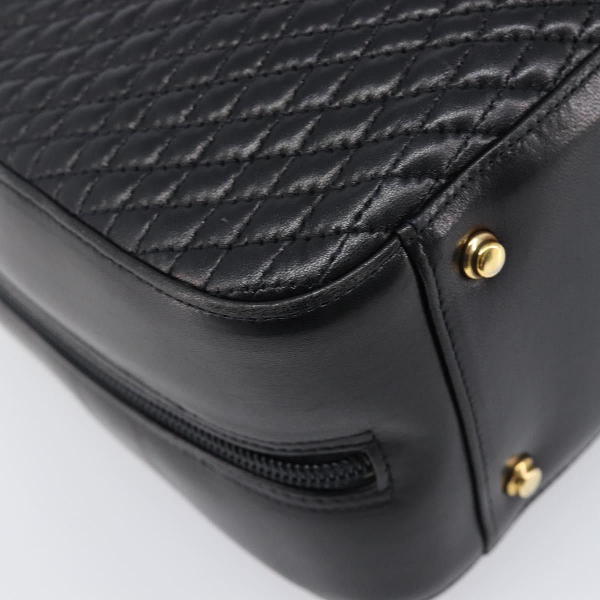 BALLY Hand Bag Leather Black Gold Auth BA15655A