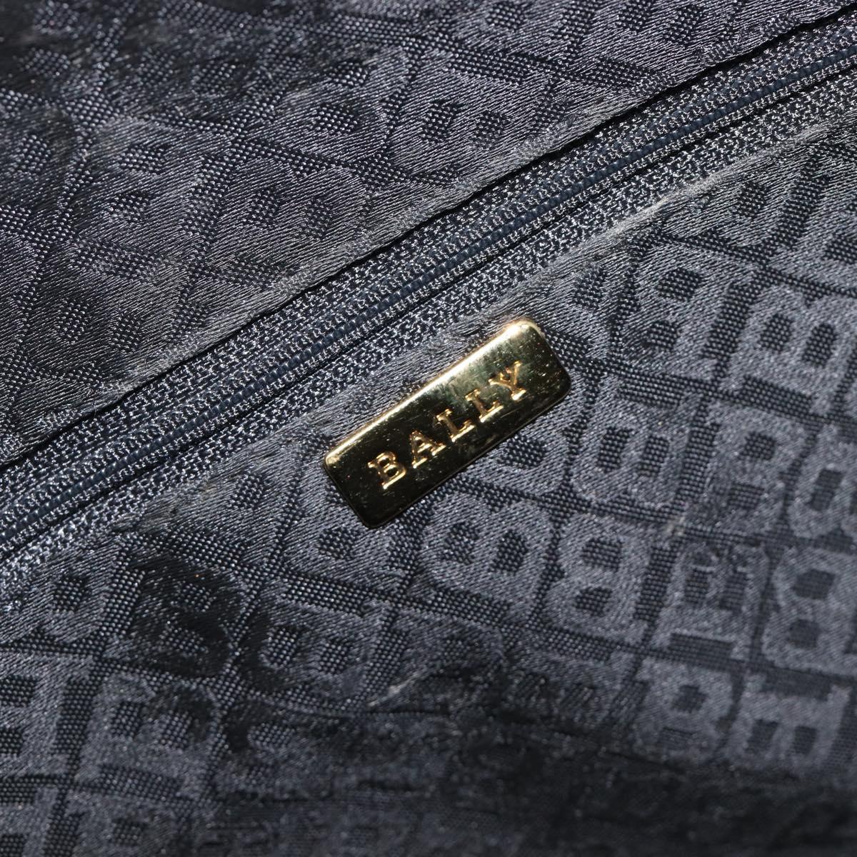 BALLY Hand Bag Leather Black Gold Auth BA15655A