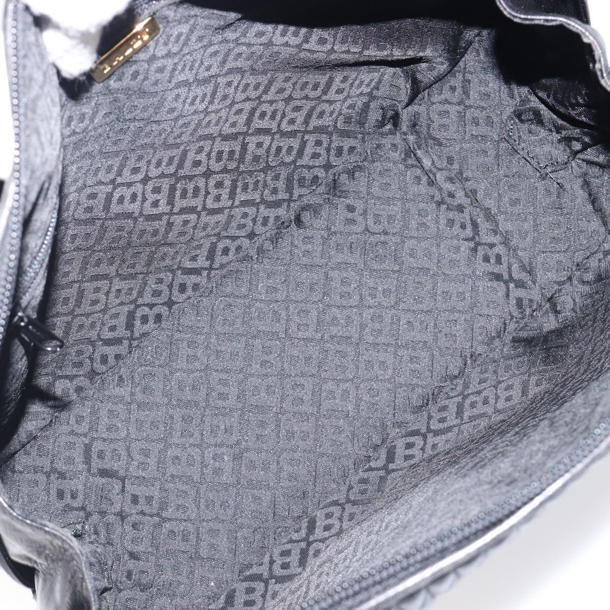BALLY Hand Bag Leather Black Gold Auth BA15655A